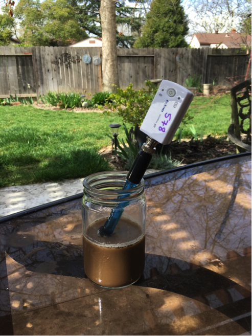 Wireless pH sensor testing soil slurry